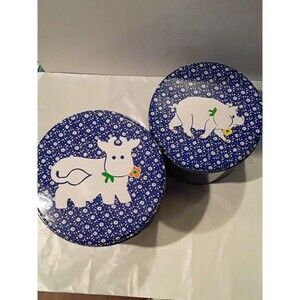 Vintage JSNY Nesting Floral Animal Canisters, 2 Lidded,2 Unlidded, Hong Kong